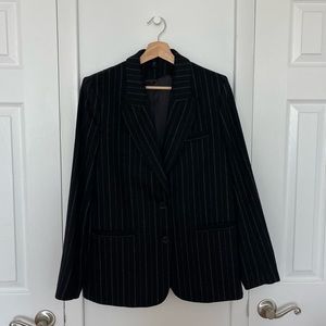 & Other Stories Striped Blazer Jacket in Black Size: 6